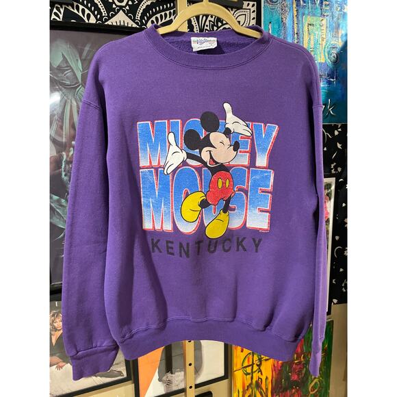 Rare Vintage 90s Mickey Mouse Kentucky USA Purple Crewneck Large - Picture 1 of 8